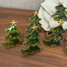 Vintage Christmas Tree Napkin Rings Set of 8 Glass Mosaic ...