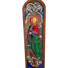 Large stained glass window with Gabriel decor -... | Antikeo