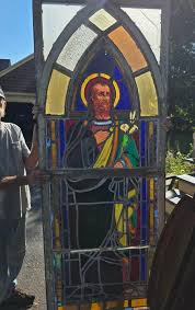 Stunning Antique Stained Glass Church Window, Panel 1 Of 2 #6210 | Auctionninja.com