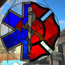 Stained Glass Firefighter Cross and EMS Star Pattern - Etsy