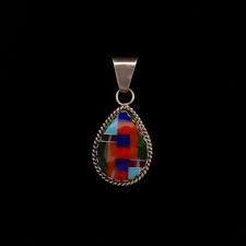 Vintage Sterling Silver Native American Inlay Semi-precious ...