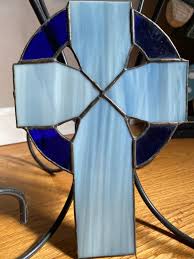 BEAUTIFUL Stained Glass Cobalt Blue Cross Sun-catcher 8.5 ...