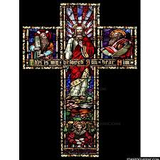 Transfiguration Cross" Religious Stained Glass Window