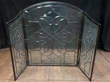 Sold at Auction: Traditional Leaded Glass Fireplace Screen