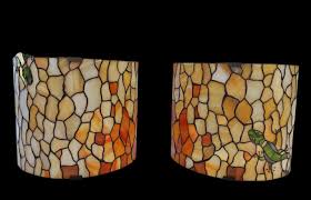 Stained Glass Lizard Wall Sconce: Amber Hallway Light ...