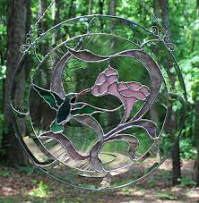 Handcrafted Stained Glass Hummingbird Window. 16 Inch ...