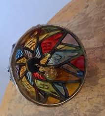 Vintage Stained Leaded Glass Ringing Table Bell 5 Inch | eBay