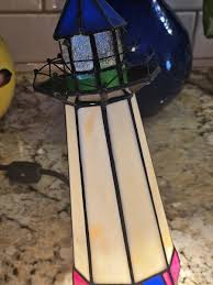 VTG. Tiffany Style Stained Glass Lighthouse Accent Table Lamp 10” Tested | eBay