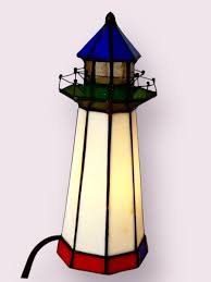 Vintage Home Trends Tiffany Style Stain Glass Lighthouse Lamp/Nightlight 10" T | eBay