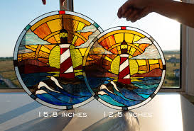 Cloudy Landscape With a Lighthouse in the Sunshine Stained ...