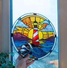 Stained Glass Lighthouse Suncatcher, Window Hanging, Home ...