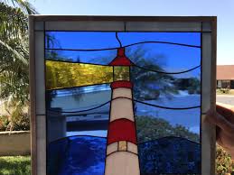 East Coast Atlantic Ocean Lighthouse Leaded Stained Glass ...