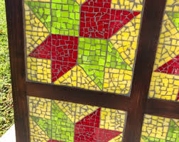 Stained Glass Mosaic Quilt Art: Framed Folk Art Window Decor ...