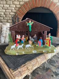 Vintage Celluloid Plastic Nativity Creche Scene Mid Century ...