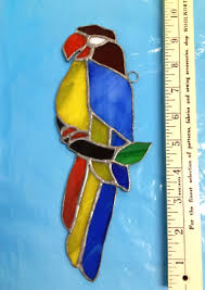 VTG Stained Glass PARROT Sun Catcher 9 1/2" HAND CRAFTED ...