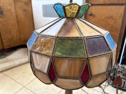 Tiffany style Brass Table Lamp, vintage, 2 Light sockets ...