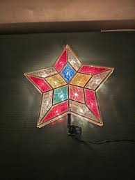 Vintage Stained Glass Design Star Christmas Tree Topper ...