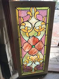 SG 2565 gorgeous antique Stainglass transom window 20 5/8 x 46 | eBay