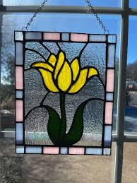 Stained Glass Summer Flower Tiffany Glass Panel Hanging ...