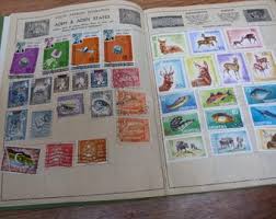 Vintage Stamp Album 1,300 Plus World Stamps 1800s-1970s ...