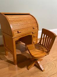 Doll Roll Top Desk and Swivel Chair - Wood - New - for 18 ...