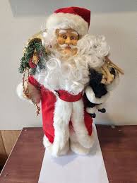 VIMTAGE Santa Claus Christmas Figure Red Velvet Suit Gold Trim 19" TALL | eBay