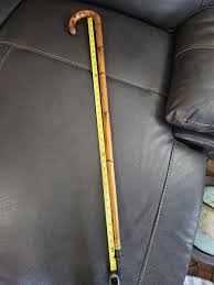 Vtg Folk Art Cane Hand Carved Bulb Nose & Stepped Genuine ...