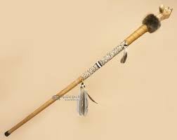 Native American Walking Stick with Carved Wolf Head 51 ...