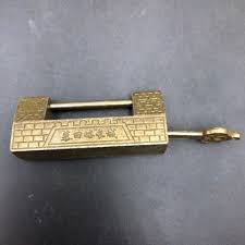 Vintage Chinese Brass Horizontal Padlock Great Wall Style ...