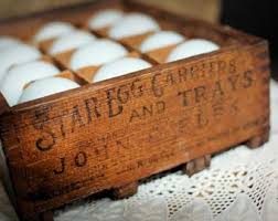 Antique 1906 Wood Star Box 12 White Milk Glass Eggs Glass ...