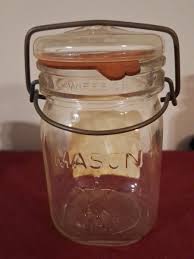 Vintage Star Mason Jar Olde Fashion Blue Mint Glass ...