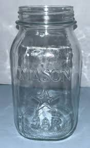 Vintage Mason Star Jar, Clear Glass Quart 1930-50s, Square ...