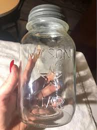 Vintage Antique Mason star Jar with milk glass lid STAR ...