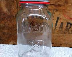 One Vintage IMPERFECT Clear Quart Sized Mason Star Jar With ...
