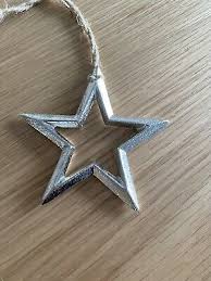 Silver Metal Hanging Star - 10cm - Tree House Decoration | eBay