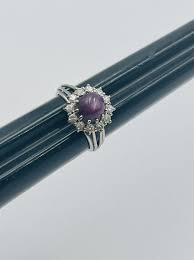 18k White Gold Star Ruby & Diamond Ring Size 6.5 | eBay