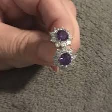 Jewelry | Purple Moissanite Flower Earrings Sterling Silver Certified | Poshmark