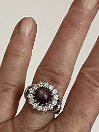 5167- Star Ruby Diamonds Gray Gold Ring - Rings | Antikeo