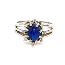 14k WG Star Sapphire Diamonds Ring - Etsy