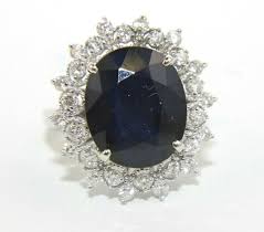 Natural Oval Blue Sapphire & Diamond Halo Solitaire Ring 14k ...