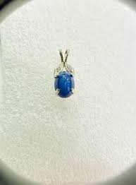 Estate 14K White Gold Blue Star Sapphire Diamond Pendant | eBay