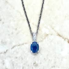 14 Karat White Gold September Birthstone Oval Blue Sapphire ...