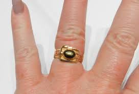 Buckle Ring 14K Rose Gold Black Sapphire Cabochon Buckle Wedding Band Stacking Stacking Victorian Jewelry - Etsy