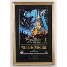 Star Wars: A New Hope" Custom Framed Turkish Movie Poster Print with Vintage Star Wars Pewter Emblem | Pristine Auction