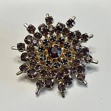 Vintage Unsigned Purple Rhinestone Starburst Flower Brooch | eBay
