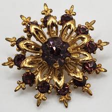 Vintage Gold Tone Amethyst Rhinestone Sputnik Pin, Starburst Broche, regalo del día de las madres, regalo para ella, broche, bisutería vintage - Etsy México