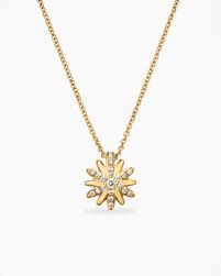 David Yurman Starburst Gold & Diamond Pendant Necklace