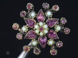 VINTAGE FAUX TURQUOISE and AMETHYST COSTUME PIN BROOCH ~ 30 ...