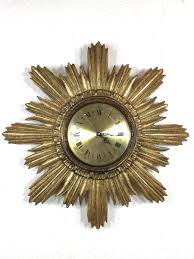 Vintage 60s Sunburst Starburst Gold Wood Art WALL CLOCK Mid Century Sculpture 50 | eBay