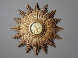French Gilded Sunburst Signed Japy Frères Clock, circa 1920 For Sale at 1stDibs